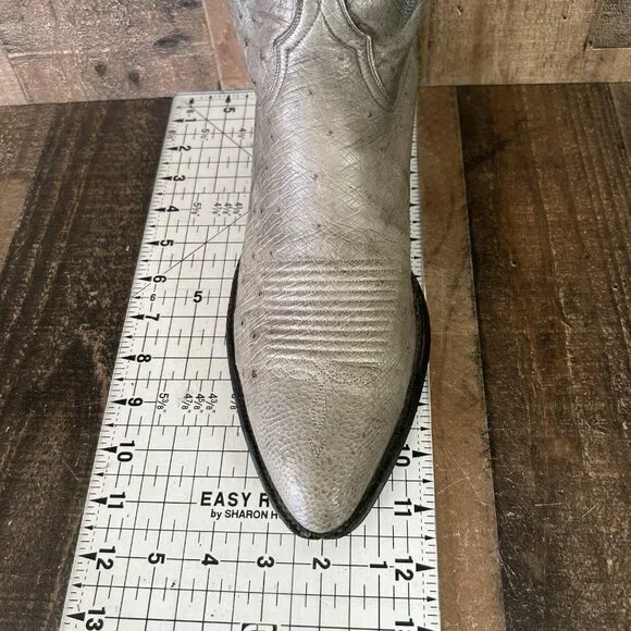 Lucchese Classics L612624 Gray Full Ostrich Western Cowboy Boots Mens 11 B - Picture 4 of 12